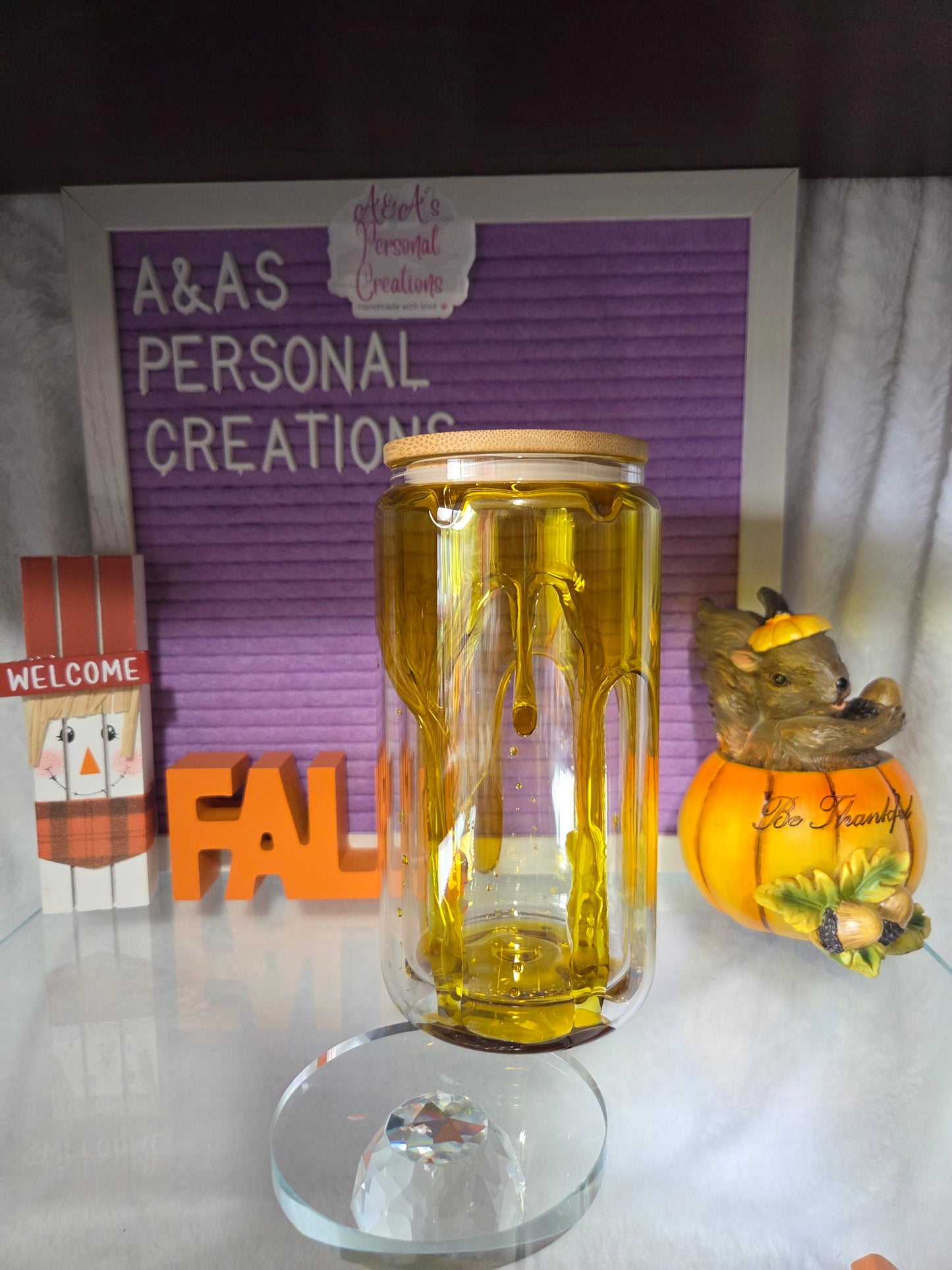 Honey drip glass
